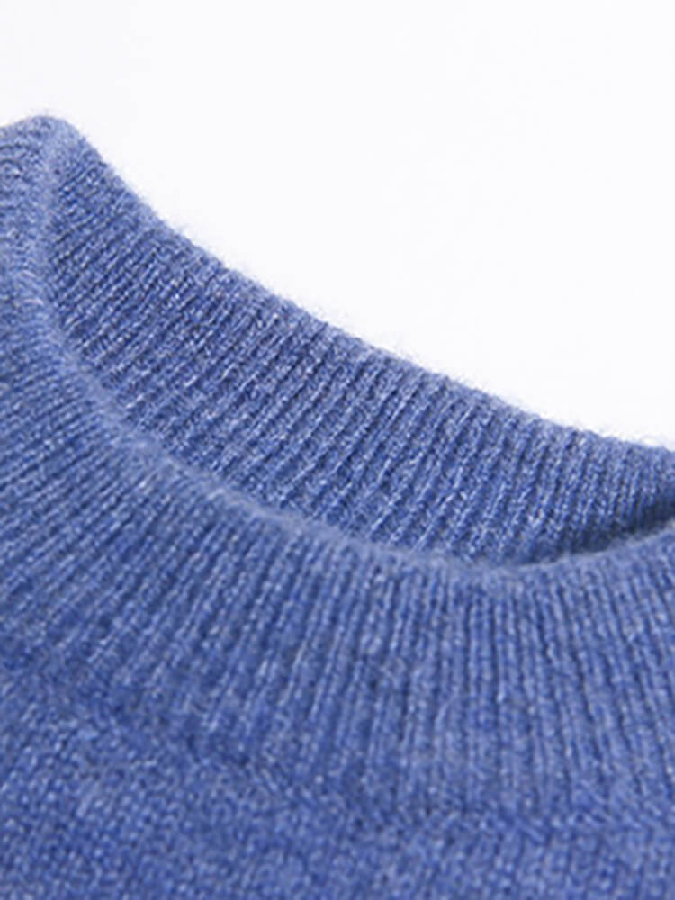 Kids Cute Bear Face Blue Cashmere Pullover Sweater